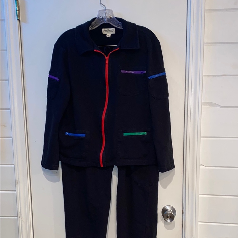 Norm Thompson Red and Purple Tailored Two-Piece Outfit